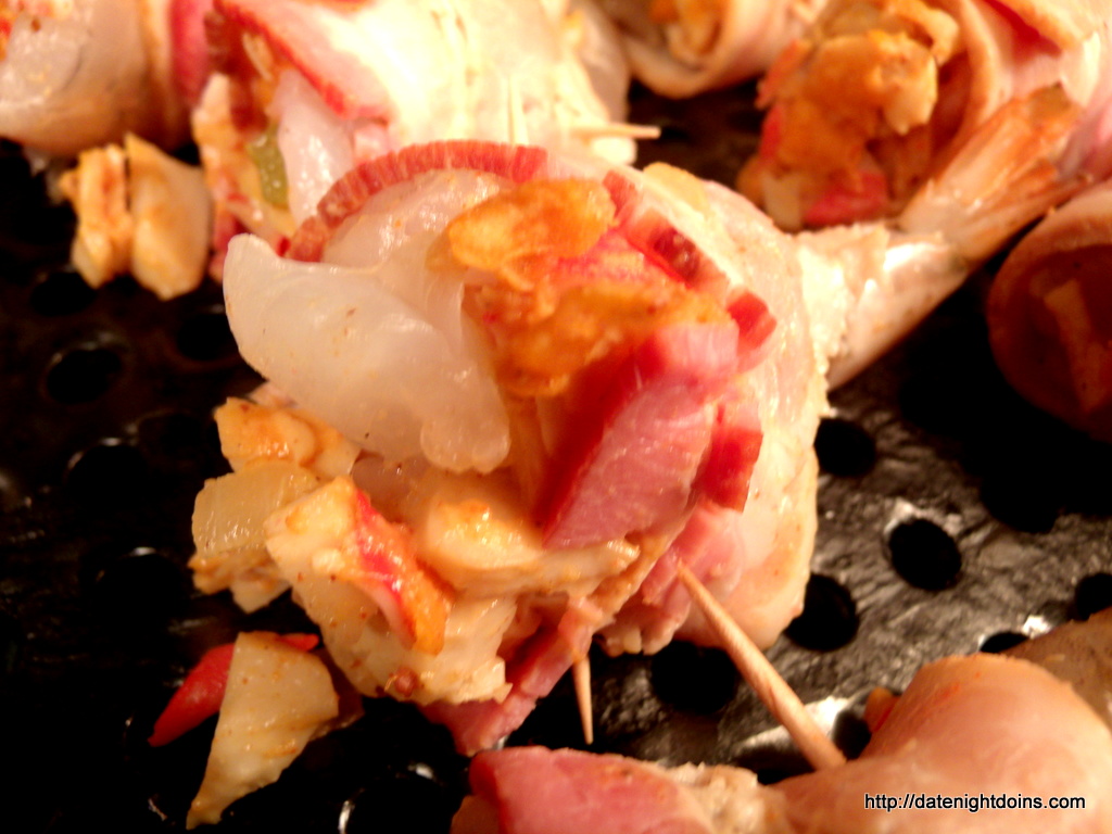 Bacon Wrapped, Seafood Stuffed Shrimp