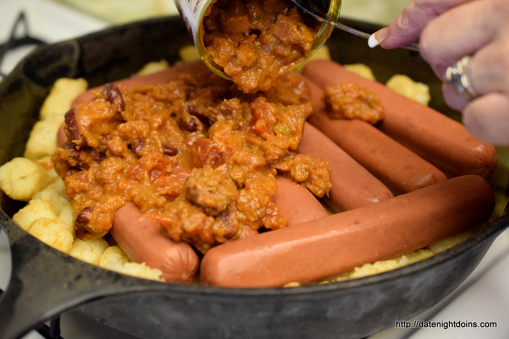 Cheesy Chili Brats, Tots, wood pellet, grill, BBQ, smoker, recipe