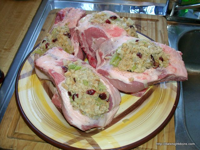Stuffed Pork Chops, Cranberry Stuffing