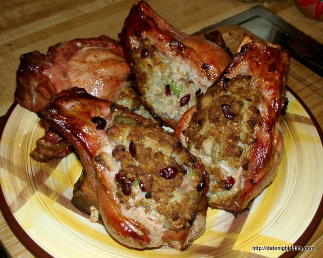 Stuffed Pork Chops, Cranberry Stuffing