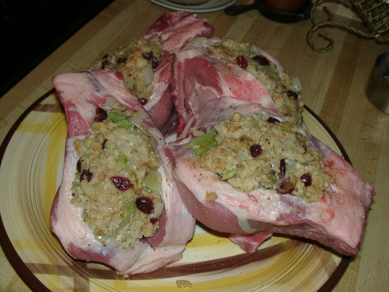 Stuffed Pork Chops with Cranberry Stuffing  Date Night Doins BBQ For Two