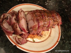 Read more about the article Jalapeno Glazed Bacon Wrapped and Stuffed Pork Tender Loin