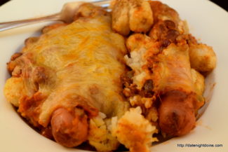 Read more about the article Cheesy Chili Brats and Tots