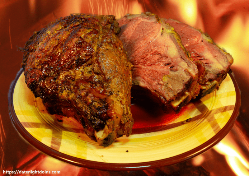 The perfect prime rib roast on stainless steel., prime rib