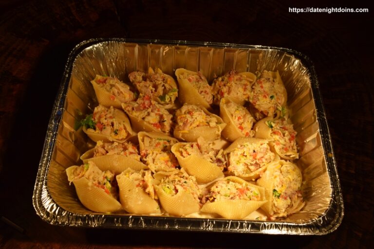Chicken Stuffed Shells Primavera - Date Night Doins BBQ For Two